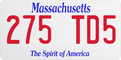 MA license plate 275TD5
