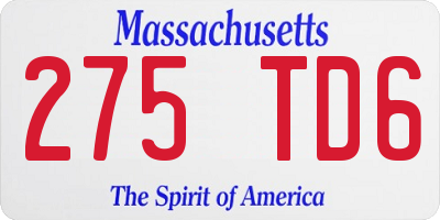 MA license plate 275TD6