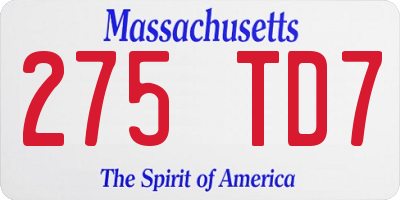 MA license plate 275TD7
