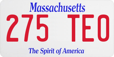 MA license plate 275TE0