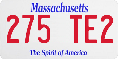 MA license plate 275TE2