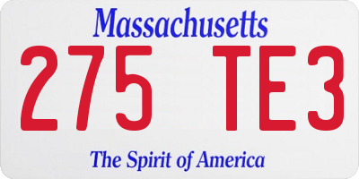 MA license plate 275TE3