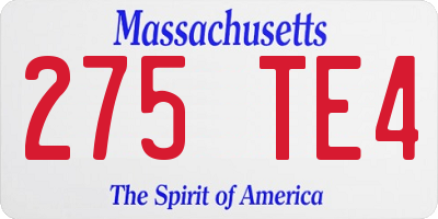 MA license plate 275TE4
