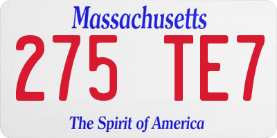 MA license plate 275TE7