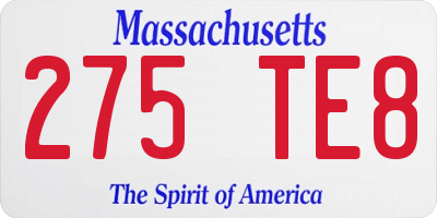 MA license plate 275TE8