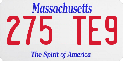 MA license plate 275TE9