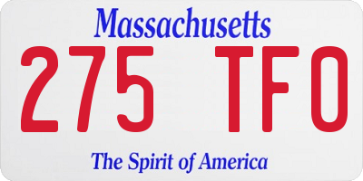 MA license plate 275TF0