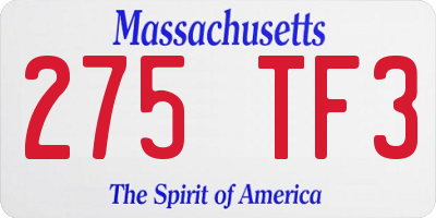 MA license plate 275TF3