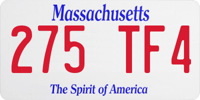 MA license plate 275TF4