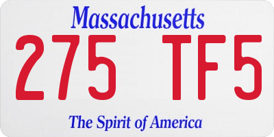 MA license plate 275TF5