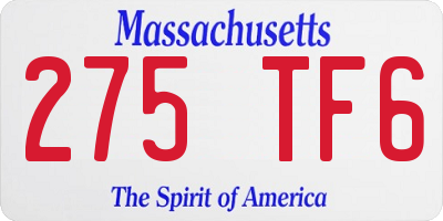 MA license plate 275TF6
