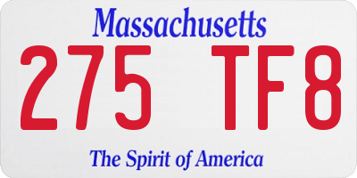 MA license plate 275TF8