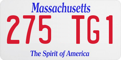 MA license plate 275TG1