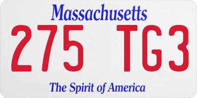 MA license plate 275TG3