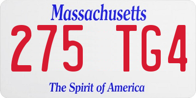 MA license plate 275TG4