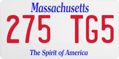 MA license plate 275TG5