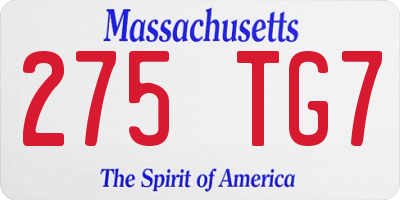 MA license plate 275TG7