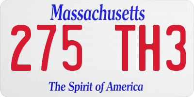MA license plate 275TH3