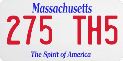 MA license plate 275TH5