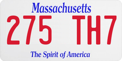 MA license plate 275TH7