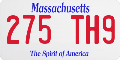 MA license plate 275TH9