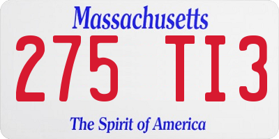 MA license plate 275TI3