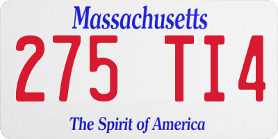 MA license plate 275TI4
