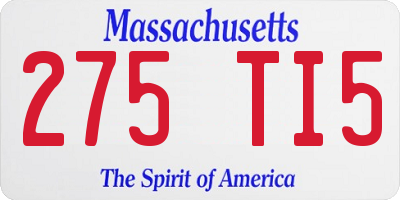 MA license plate 275TI5
