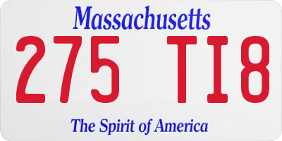 MA license plate 275TI8