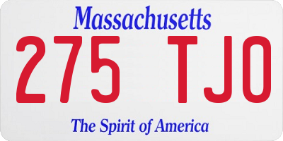 MA license plate 275TJ0