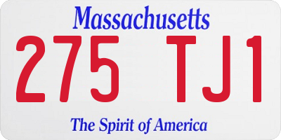 MA license plate 275TJ1