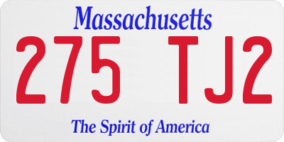 MA license plate 275TJ2