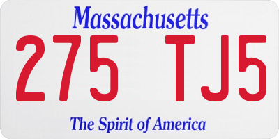 MA license plate 275TJ5