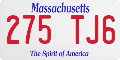 MA license plate 275TJ6