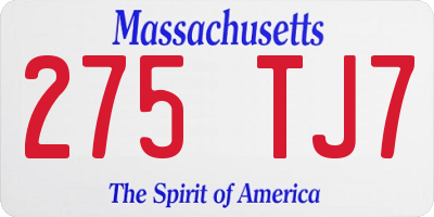 MA license plate 275TJ7