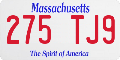 MA license plate 275TJ9