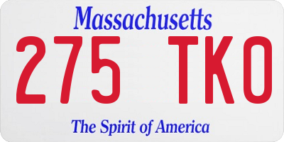 MA license plate 275TK0