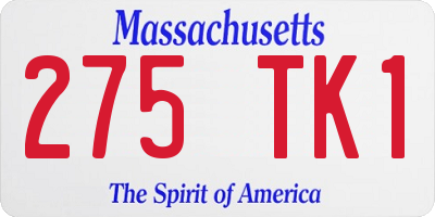 MA license plate 275TK1