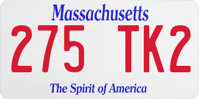 MA license plate 275TK2