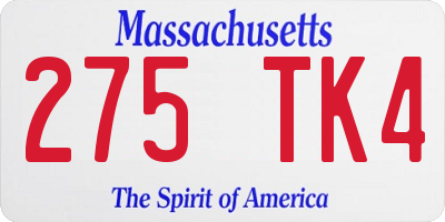MA license plate 275TK4