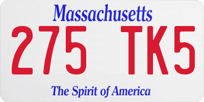 MA license plate 275TK5