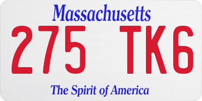 MA license plate 275TK6