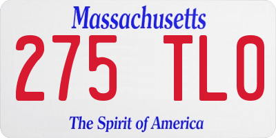 MA license plate 275TL0