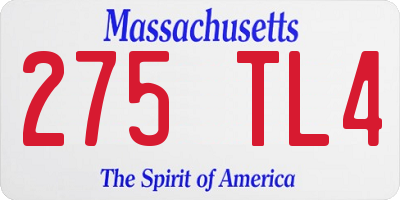 MA license plate 275TL4