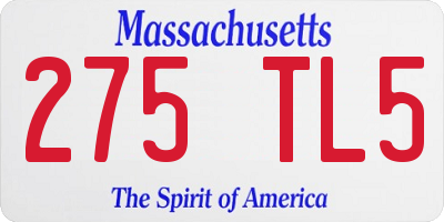MA license plate 275TL5