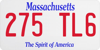 MA license plate 275TL6