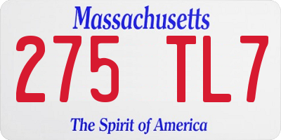 MA license plate 275TL7