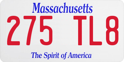 MA license plate 275TL8