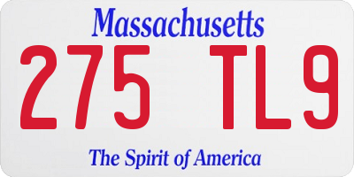 MA license plate 275TL9