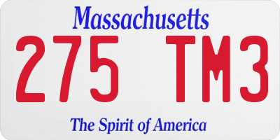 MA license plate 275TM3